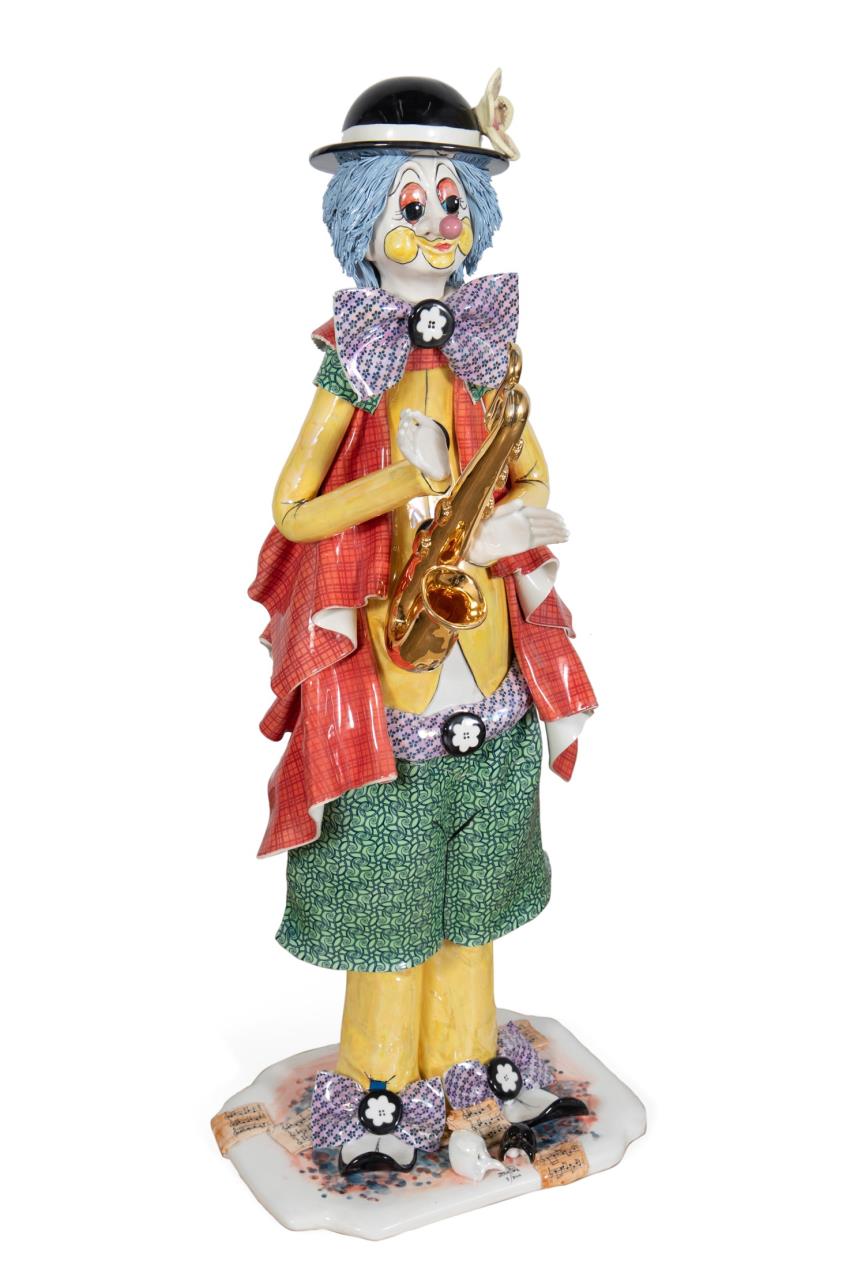 ZAMPIVA CERAMIC CLOWN W/ SAXOPHONE,