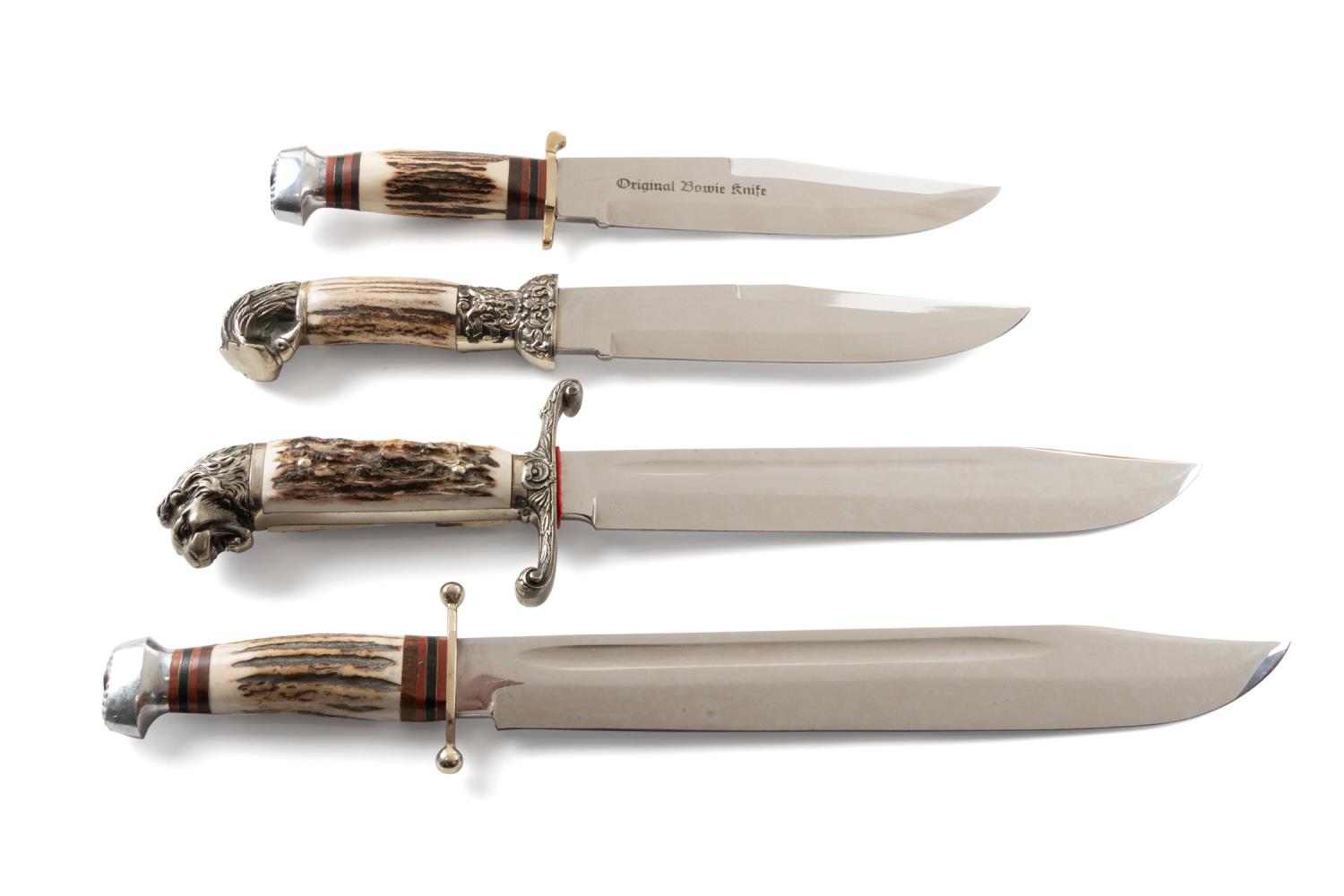 FOUR LARGE STAG HANDLE LINDER-MESSER