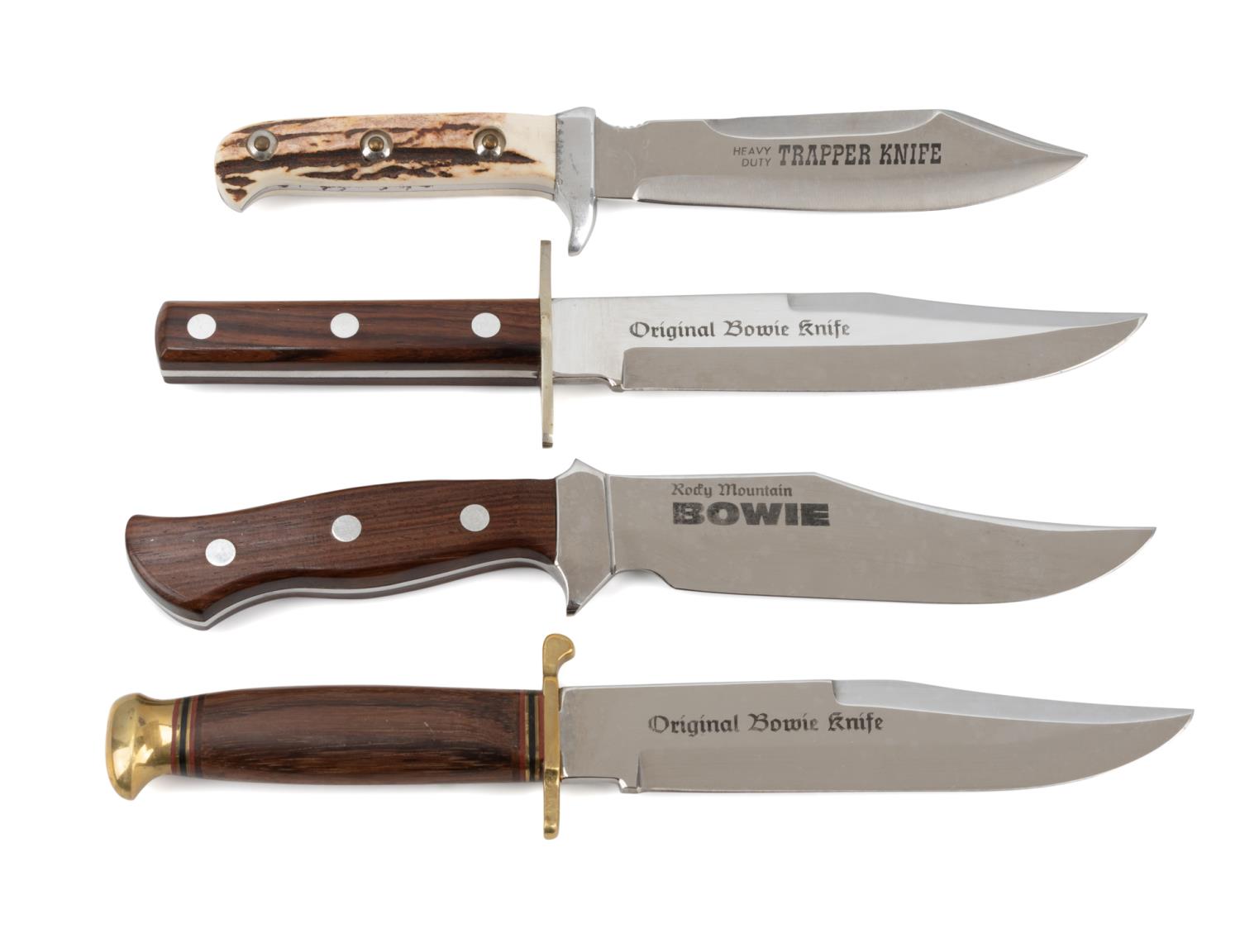 FOUR GERMAN KNIVES, 3 WOOD AND ONE STAG