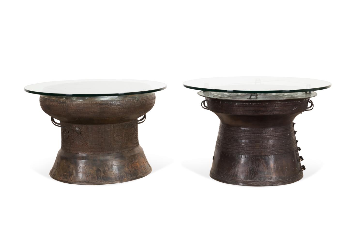 TWO SOUTHEAST ASIAN BRONZE RAIN DRUM