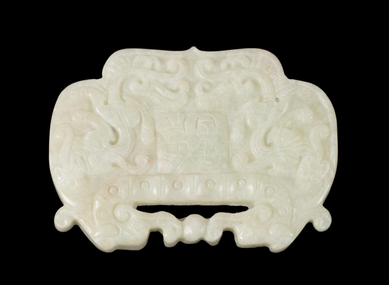 CHINESE CARVED CELADON & WHITE