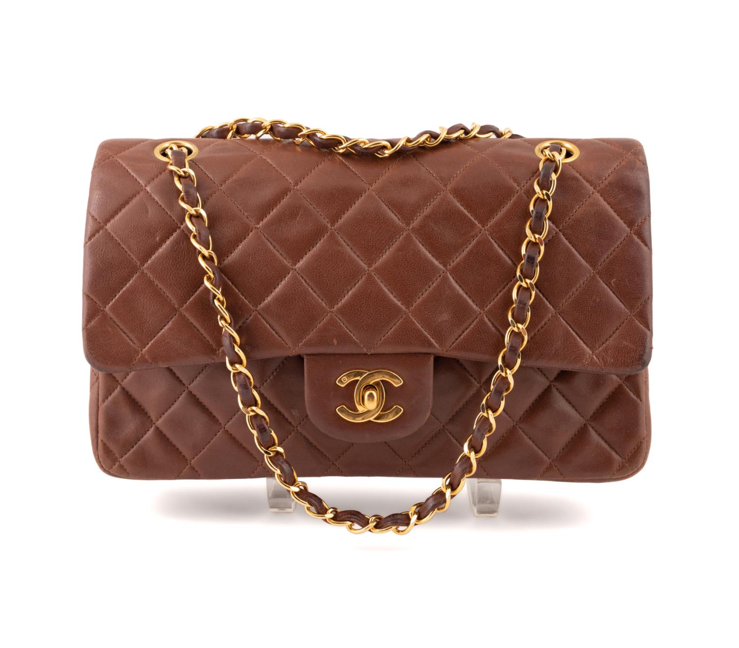 CHANEL CHOCOLATE QUILTED DOUBLE 2fa32f