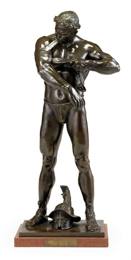 German bronze figure of a gladiator
