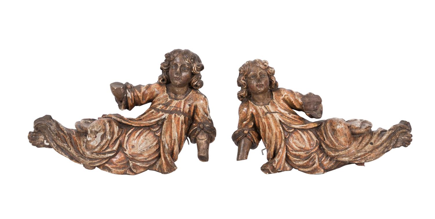 PAIR 18TH C BAROQUE PUTTI ARCHITECTURAL 2fa43d