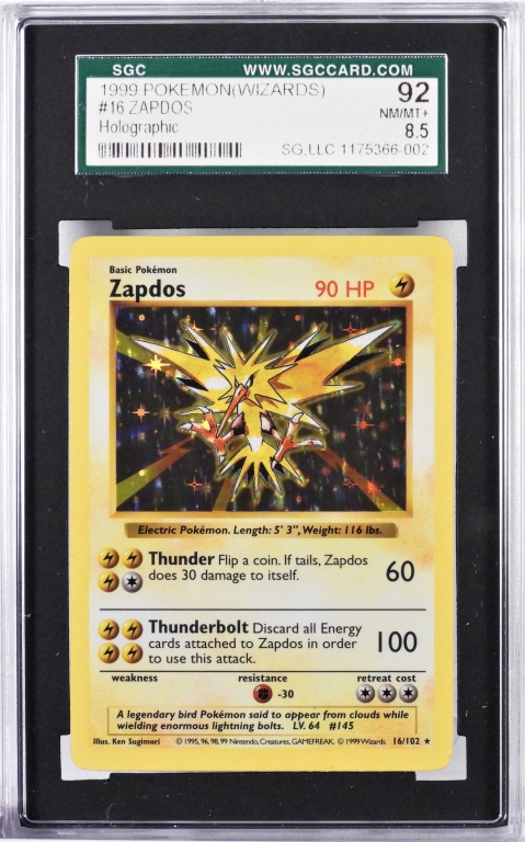 1999 POKEMON BASE SHADOWLESS ZAPDOS 2fa437