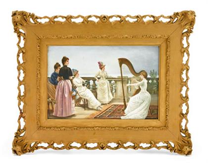 Austrian painted ceramic plaque by Josef