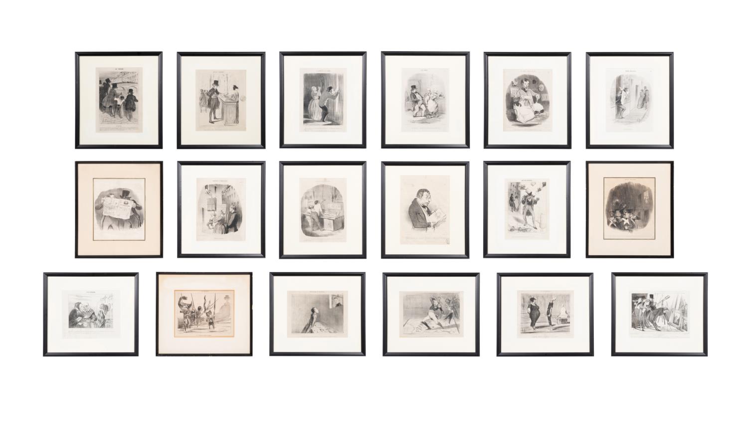 18 PCS. AFTER HONORE DAUMIER, B&W