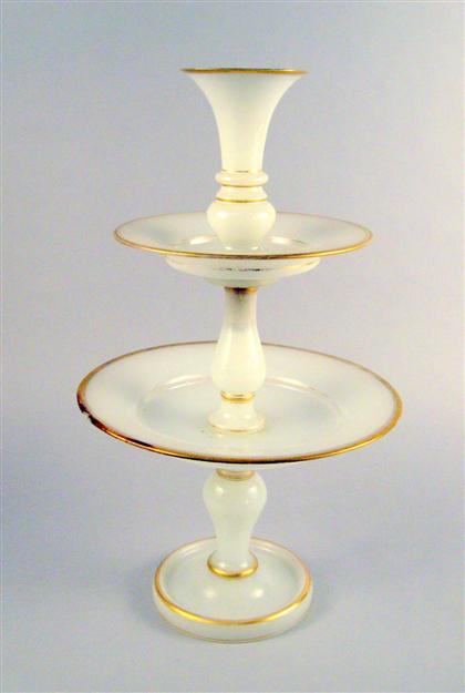 French opaline glass tiered centerpiece