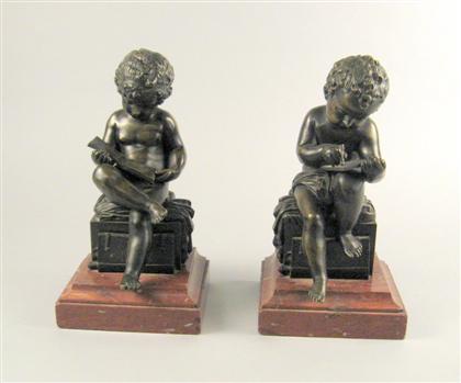 Pair of Continental bronze bookends