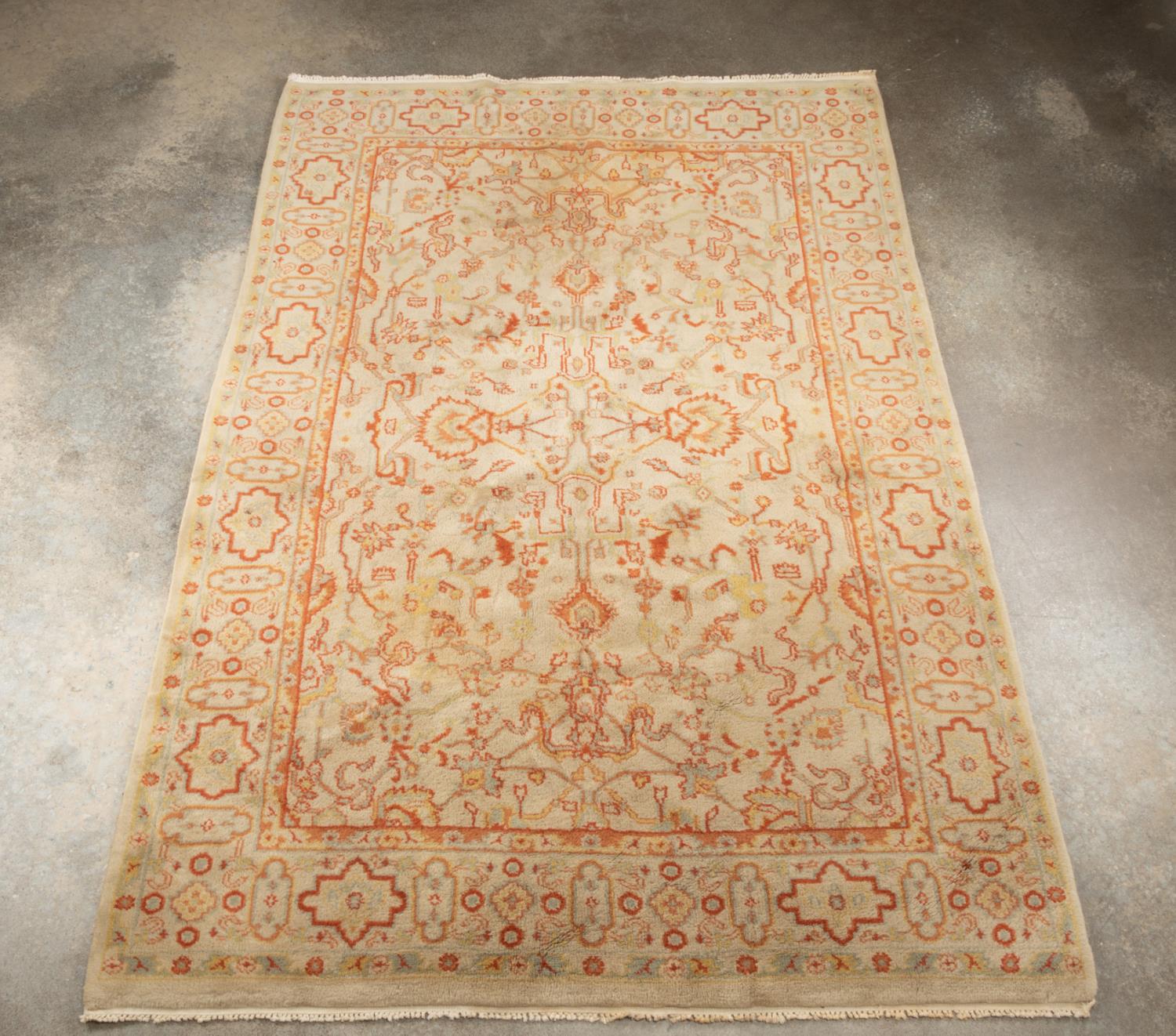 HAND KNOTTED WOOL INDO-OUSHAK RUG,