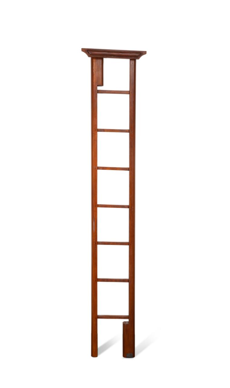9 FOLDING WOODEN POLE LIBRARY LADDER