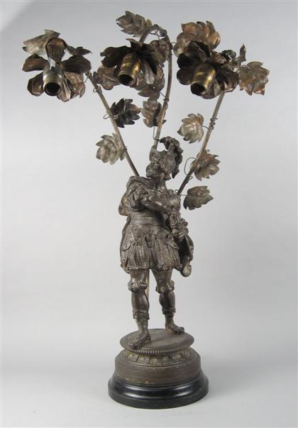 French spelter figural lamp   