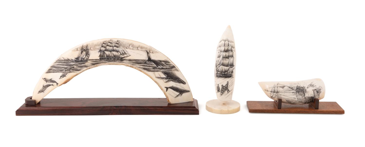 3PCS SIGNED SCRIMSHAW INCLD SALMAN 2fa5ca