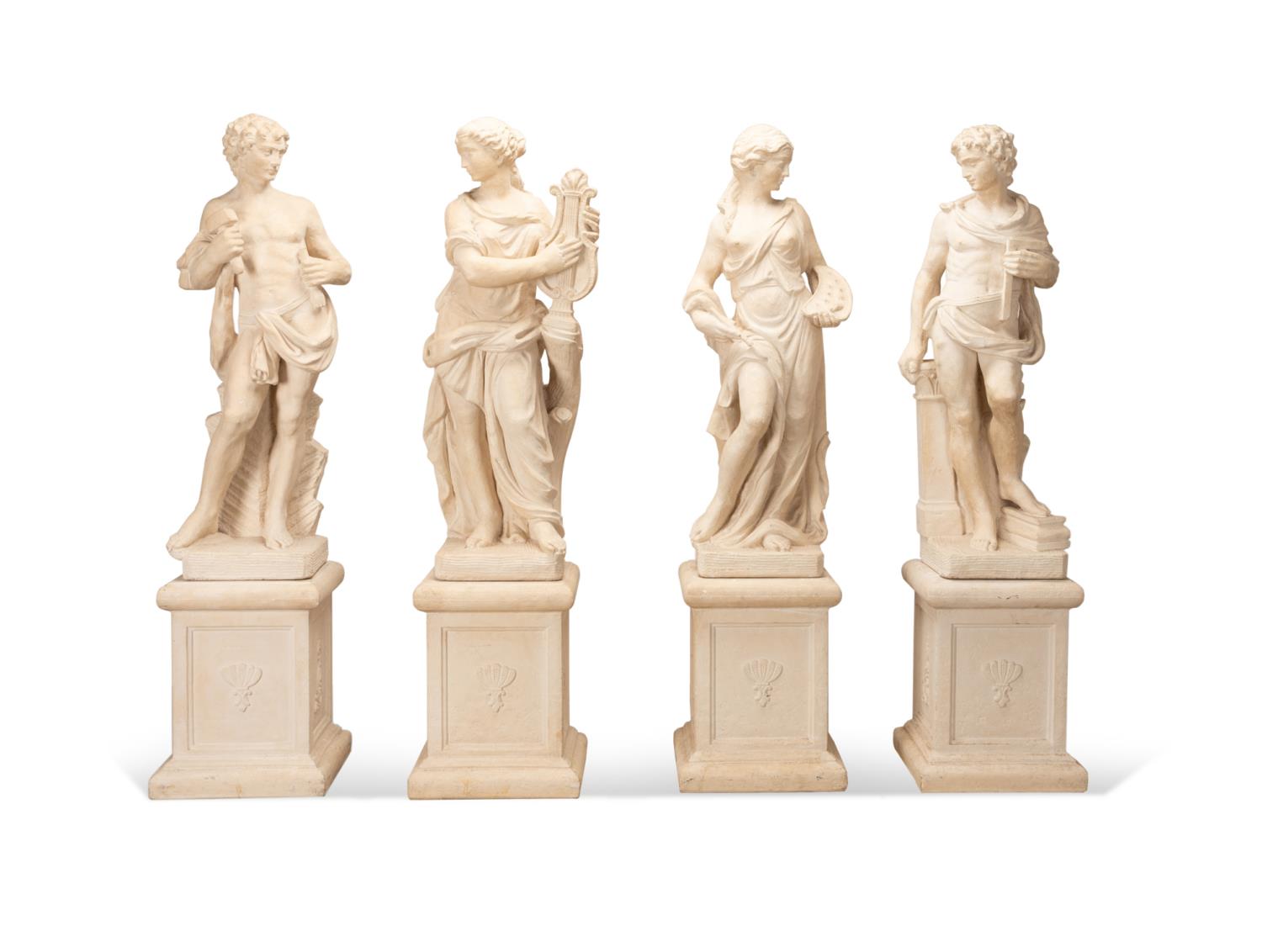 8PC FOUR ARTS GARDEN FIGURES ON