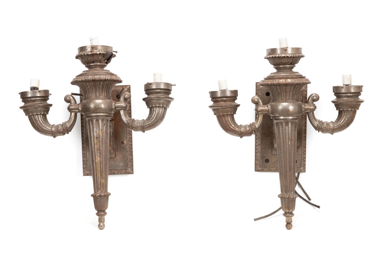 PAIR BEAUX ARTS CAST IRON OUTDOOR