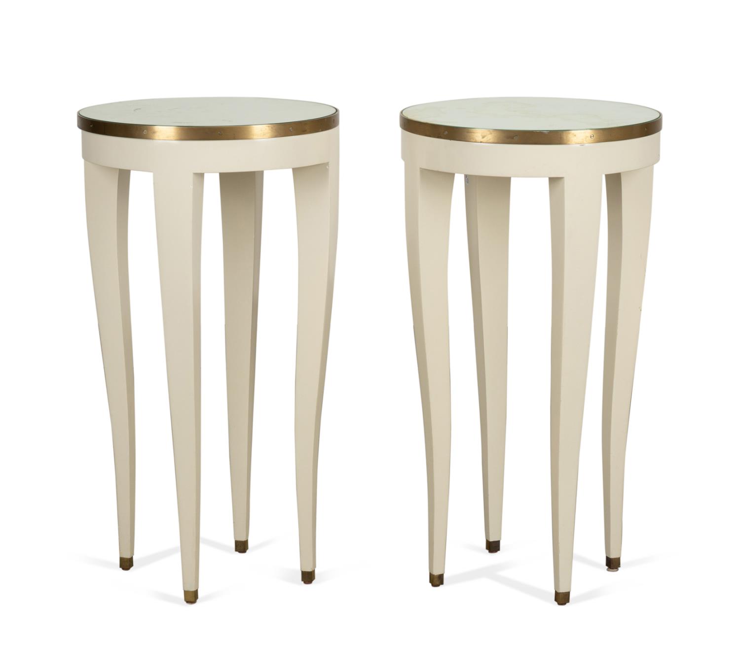 PAIR DONGHIA CREAM LACQUERED GLASS