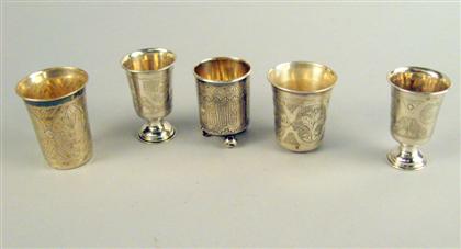 Group of Russian silver vodka cups 4c3e2
