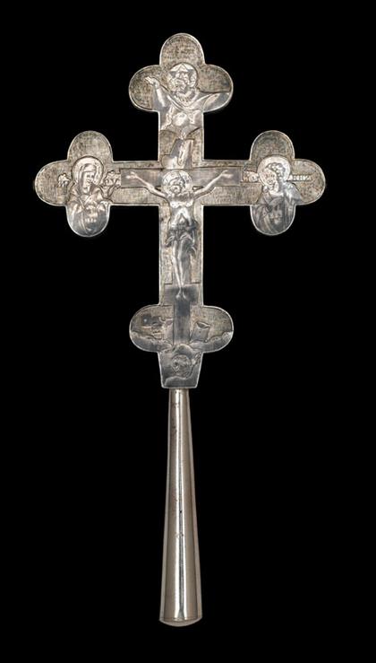 Russian silver and niello crucifix 