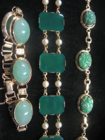 Group of "jade" bracelets    Three