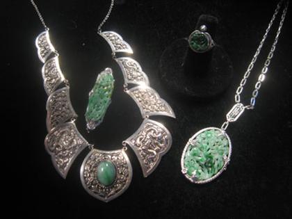 Group of jade and silver jewelry