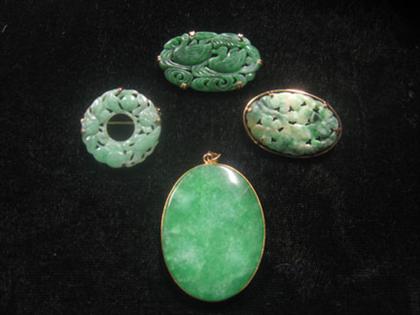 Group of jade brooches and pendant