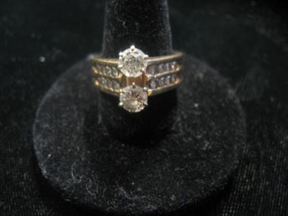 14 karat yellow gold doubled diamond