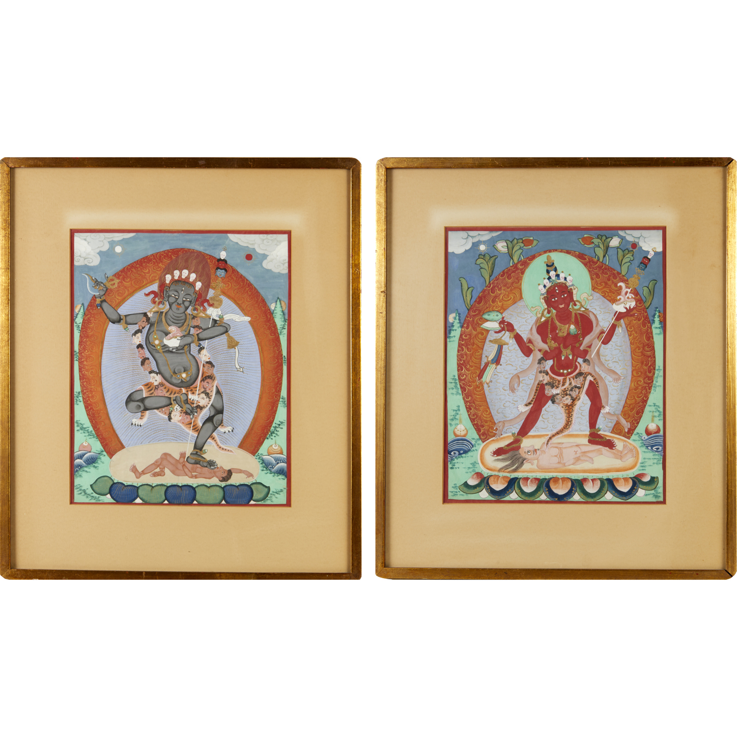 PAIR TIBETAN BUDDHIST THANGKA PAINTINGS 2faafd