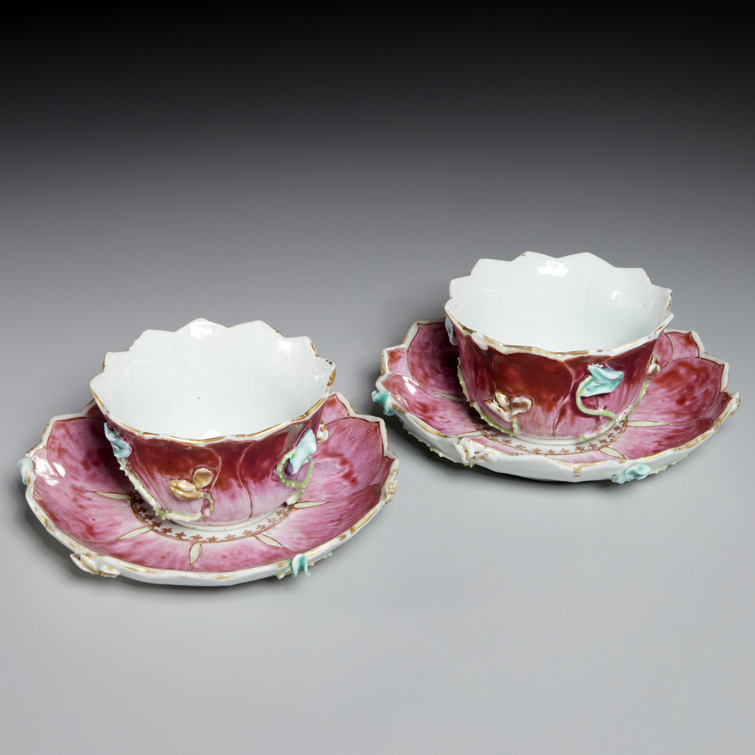 PAIR CHINESE EXPORT LOTUS CUPS 2fab0b