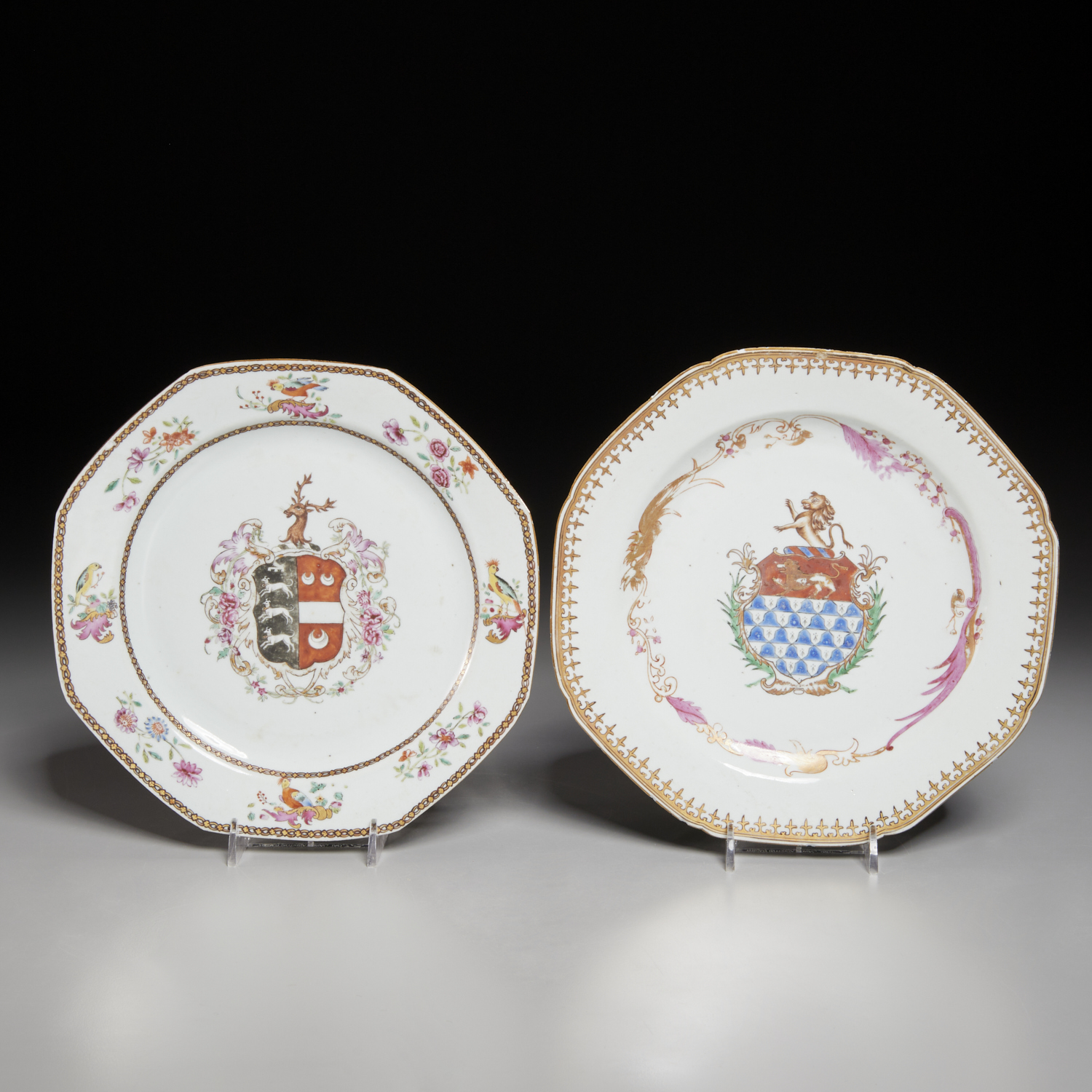(2) CHINESE EXPORT ARMORIAL PLATES