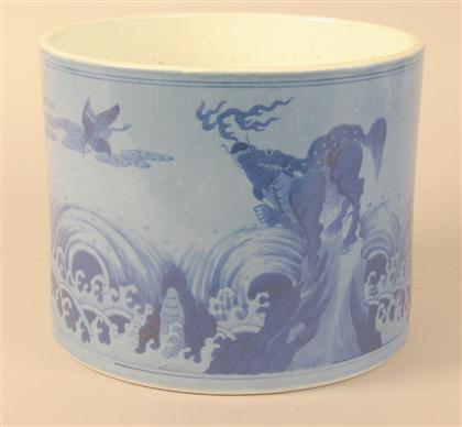 Large Chinese blue glazed brushpot 4c83c