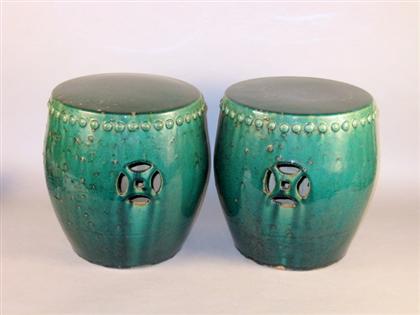 Pair of Chinese green glaze 'ming