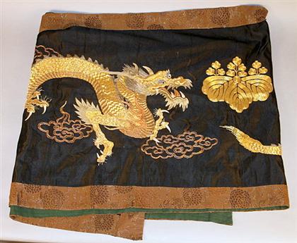 Chinese silk and metallic-thread embroidered