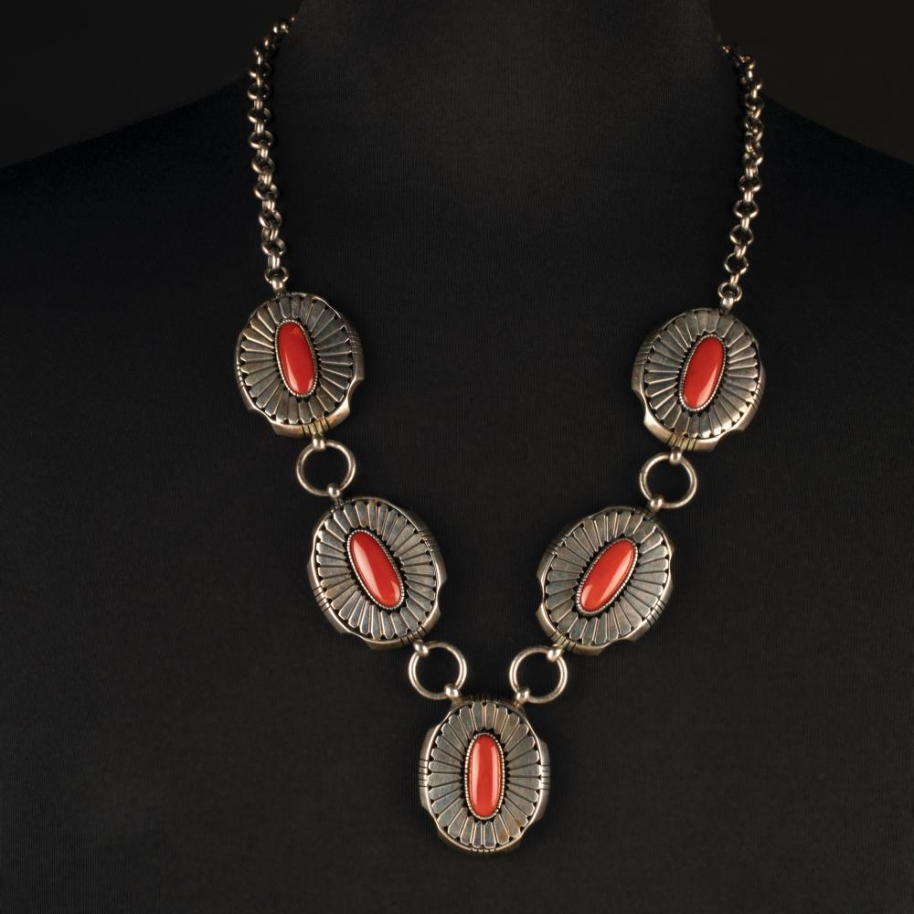 DINé [NAVAJO] SILVER AND CORAL