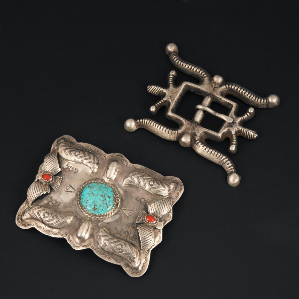 DINé [NAVAJO], PAIR OF BELT BUCKLES: