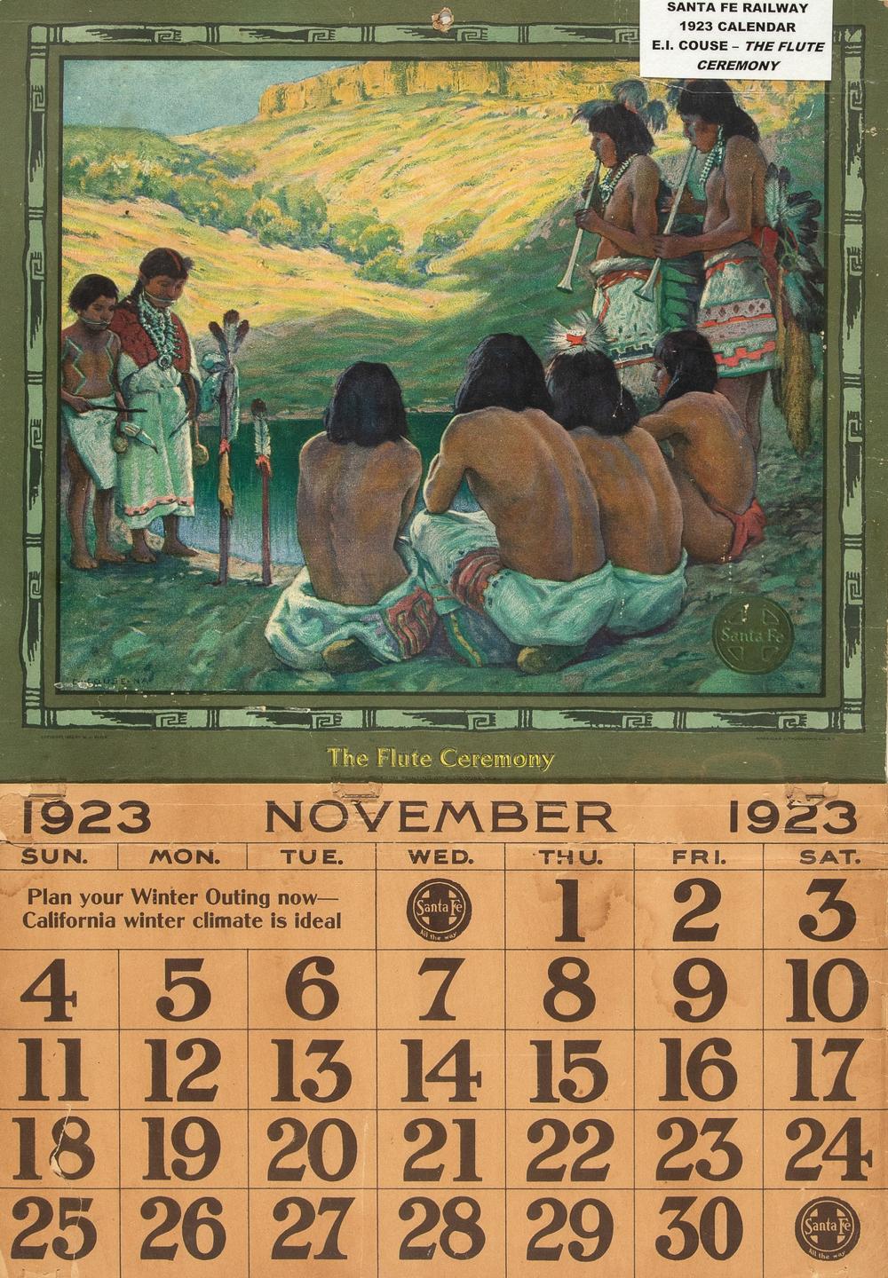 SANTA FE RAILWAY, E. I. COUSE CALENDAR,