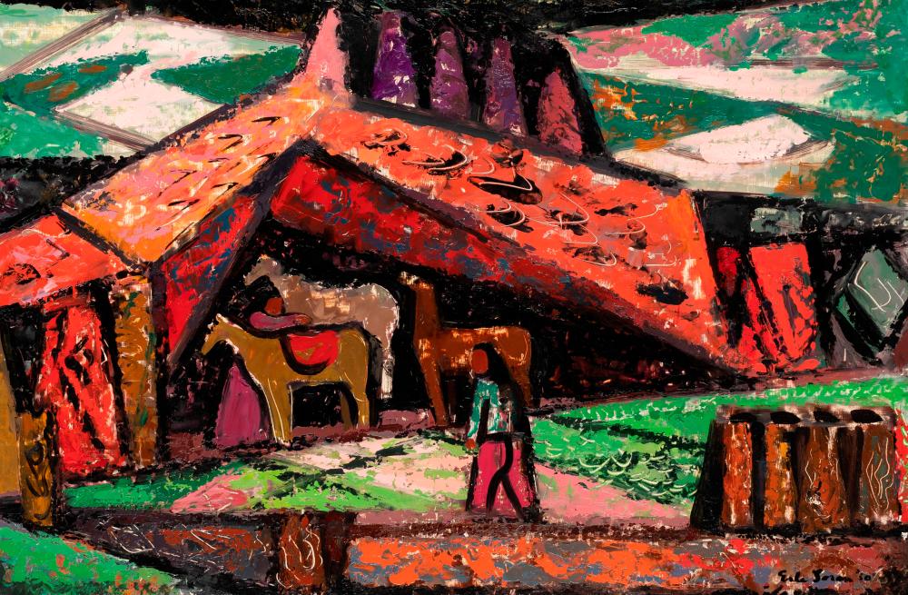 ERLE LORAN, UNTITLED (FIGURE WITH HORSES
