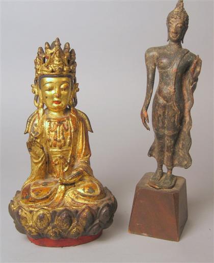 Gilt bronze deity, together with Thai