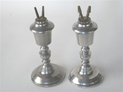 Assembled pair of pewter camphene 4c8e5