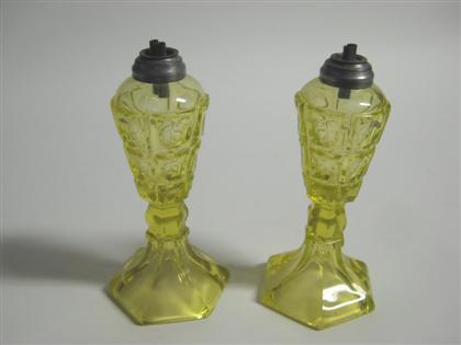 Pair of canary yellow pressed glass 4c8ed