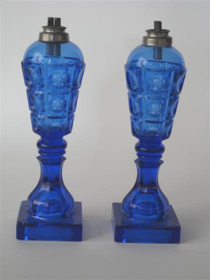 Pair of cobalt blue pressed three printie 4c8f0