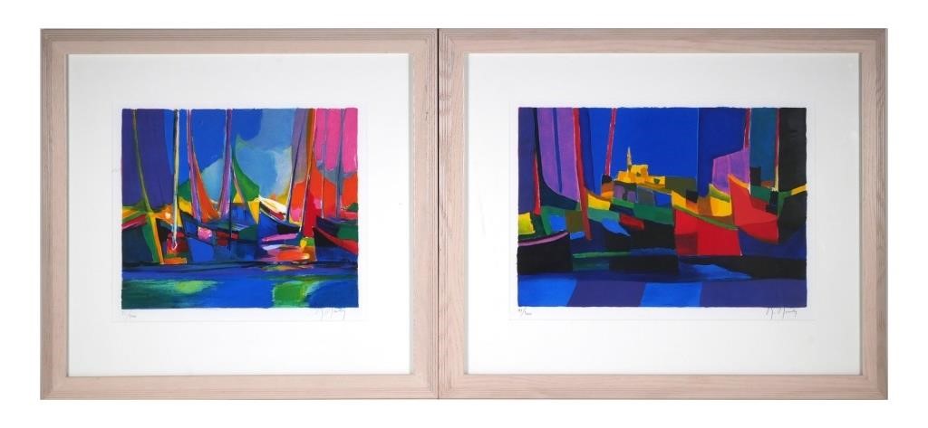 (2) MARCEL MOULY SAILBOAT LITHOGRAPHS,