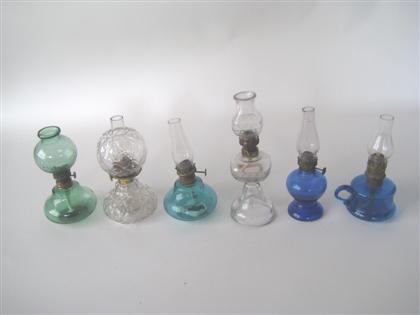 Group of six small pressed glass