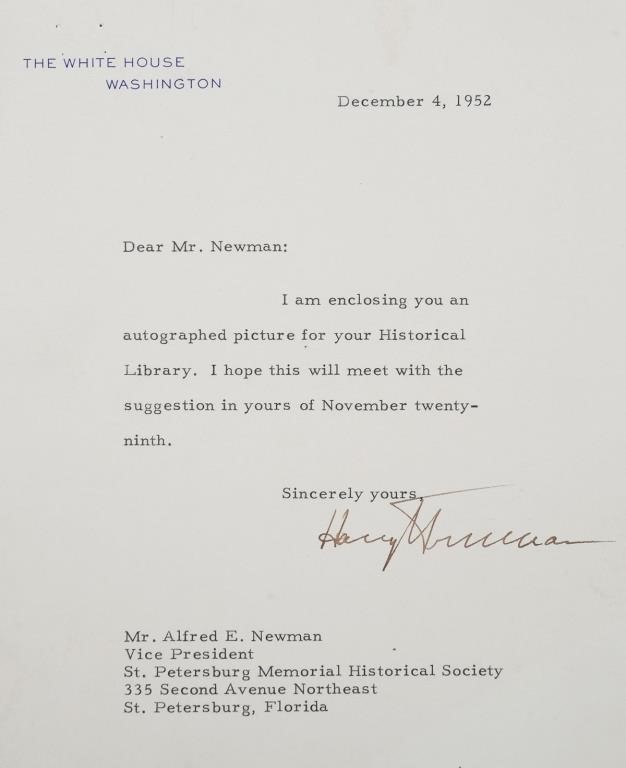 HARRY S TRUMAN AUTOGRAPH1952 letter