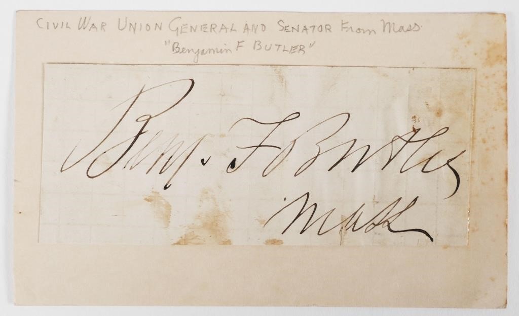 CIVIL WAR GENERAL BENJAMIN BUTLER AUTOGRAPHBenjamin