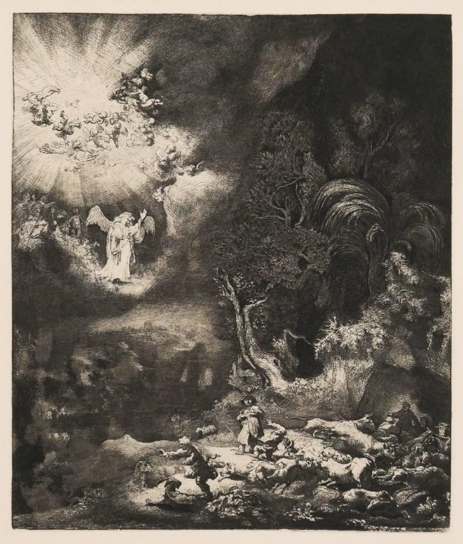 REMBRANDT, ANGEL APPEARING TO THE SHEPHERDSHand