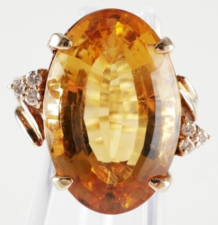 14K YELLOW GOLD DIAMOND AND CITRINE