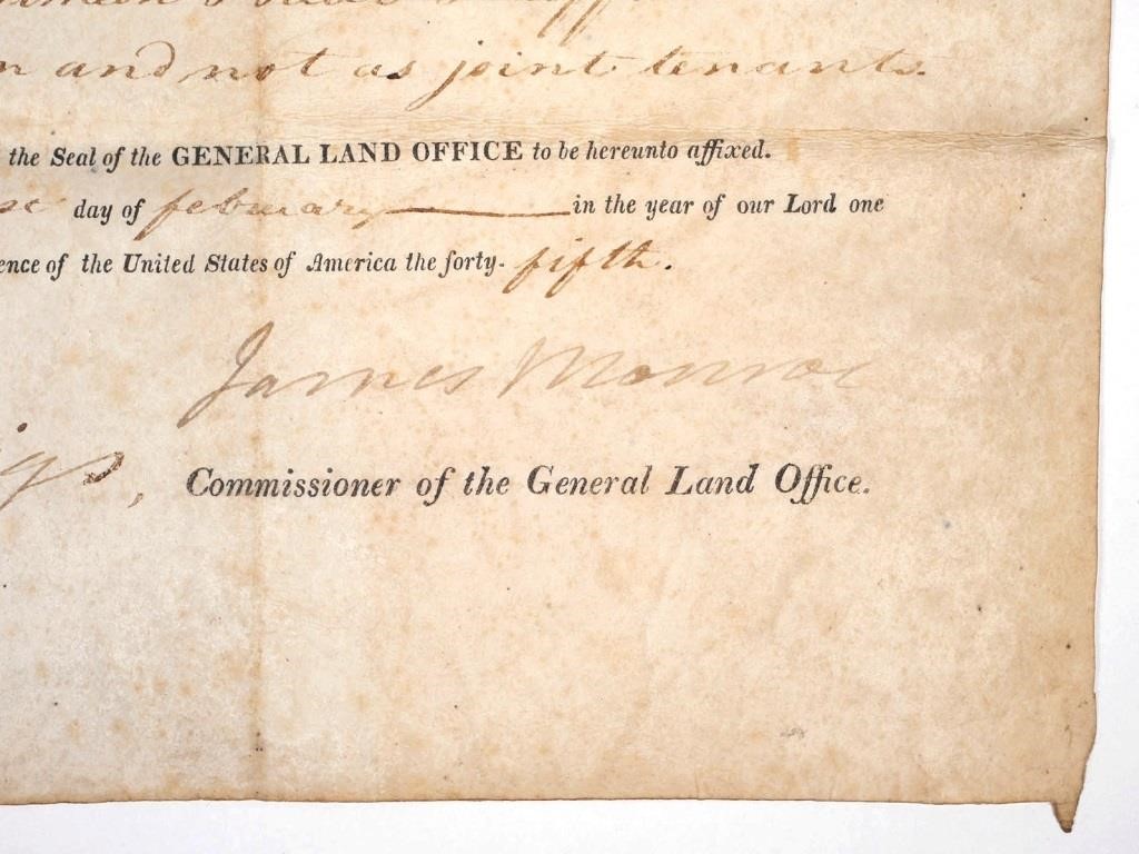 JAMES MONROE, SIGNED DOCUMENT AS