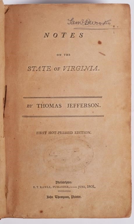 BOOK: THOMAS JEFFERSON, NOTES ON