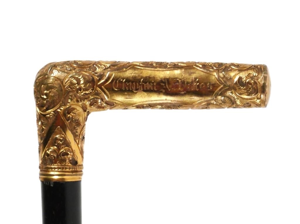 14K GOLD HANDLE GENTLEMAN'S CANE19th