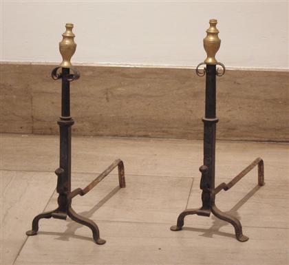 Pair of early iron and brass top 4c91f